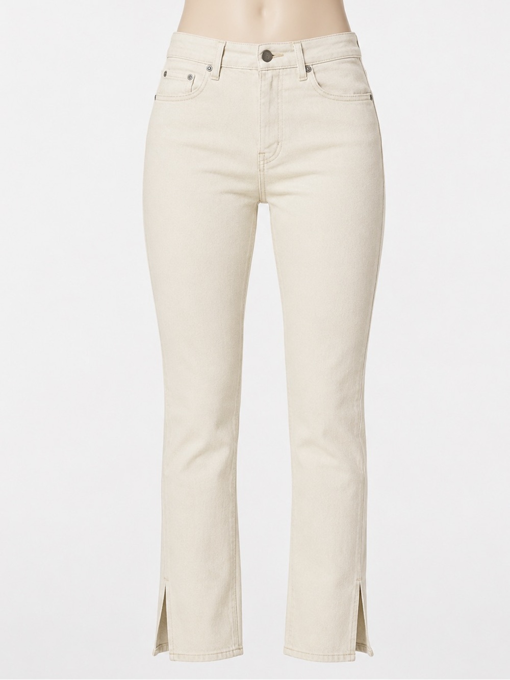Stockholm Atelier Cream, High Waist, Bottom Slit Hem, Skinny Jeans- 24